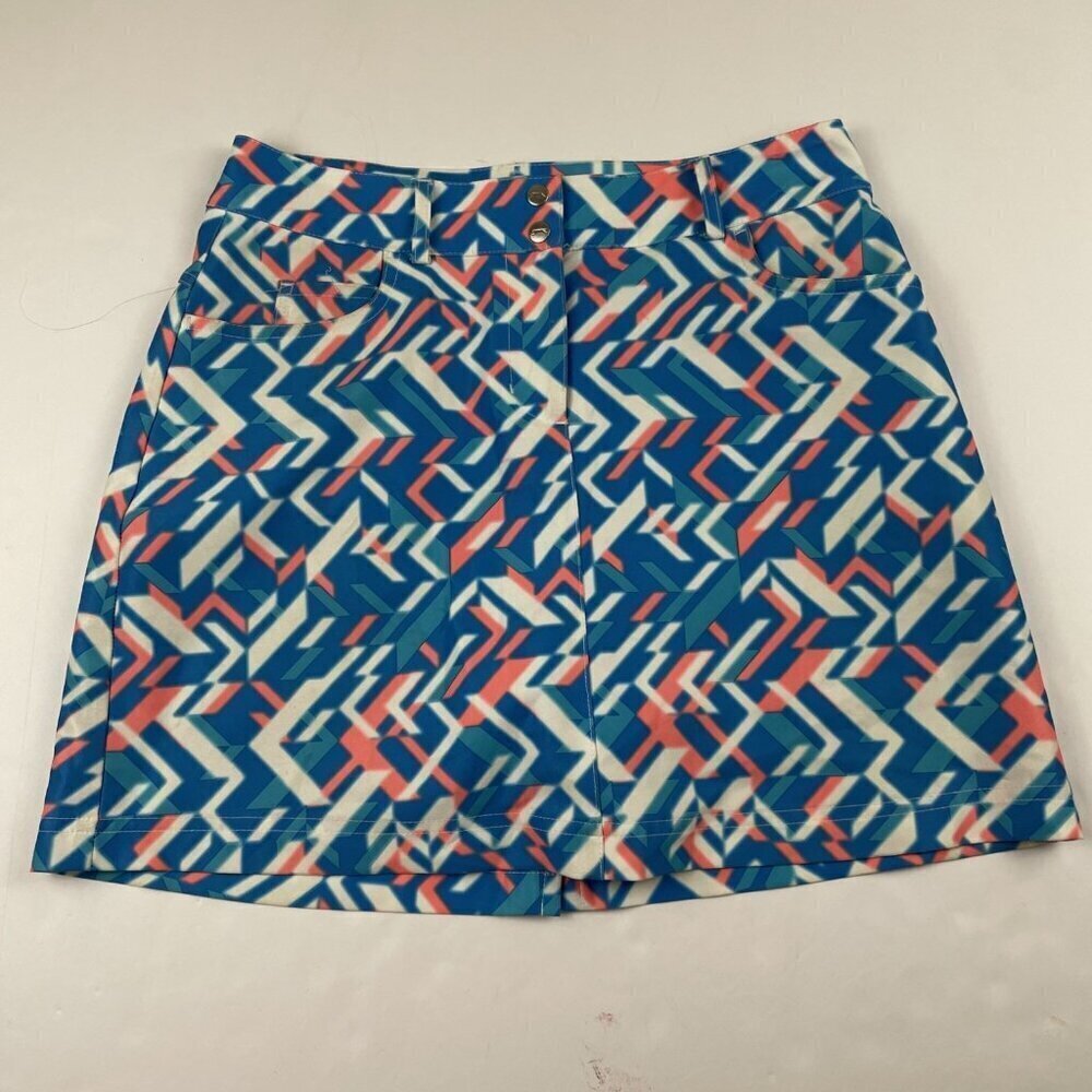 Slazenger Golf Skort Women’s 0 Blue Multicolored Abstract Print 5 Pockets
